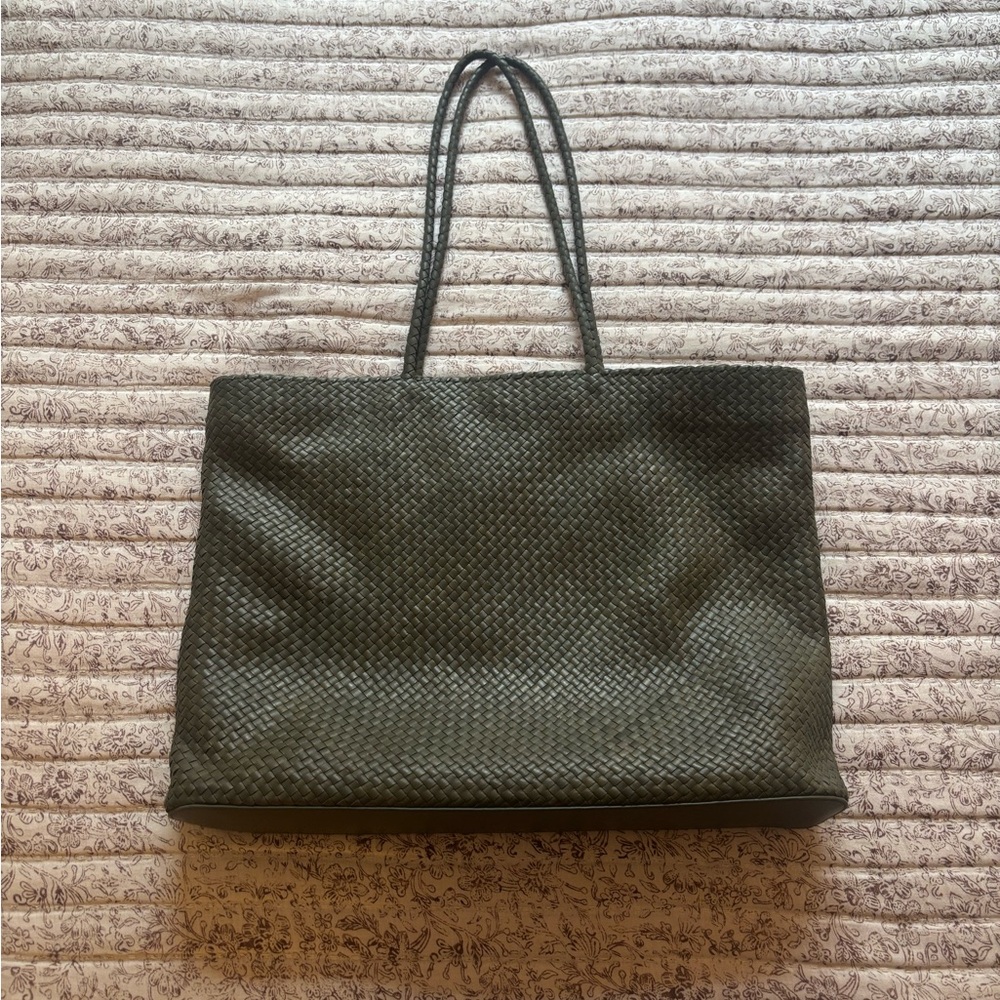 Quince Italian Leather Handwoven Tote - Picture 6 of 11